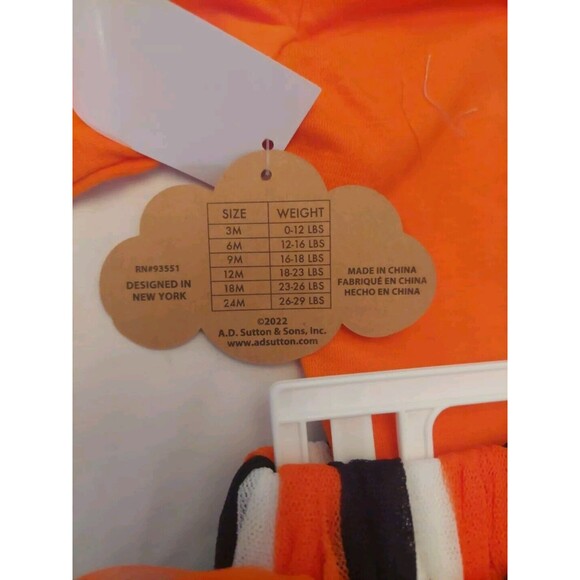 NWT Baby Essentials 4 Pc Fall Halloween Set: Skirt Tutu Bow Top Leg warmers 6 Mo - Picture 6 of 6